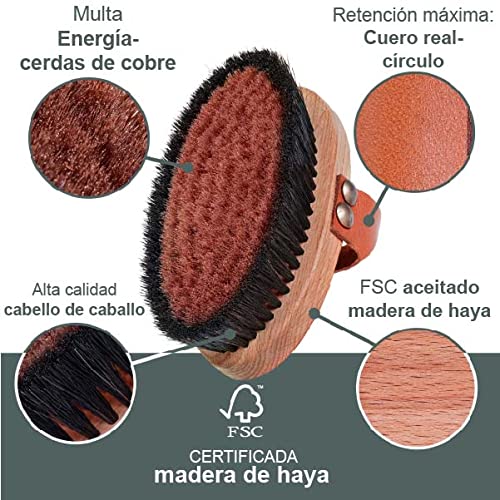 Naturls Cepillo para el cuerpo – Cepillo de cobre con caja de regalo de hierba de alta calidad – Cepillo de madera de haya FSC – Fabricado en Alemania – Dry Brush con aplicación y consejos de cuidado