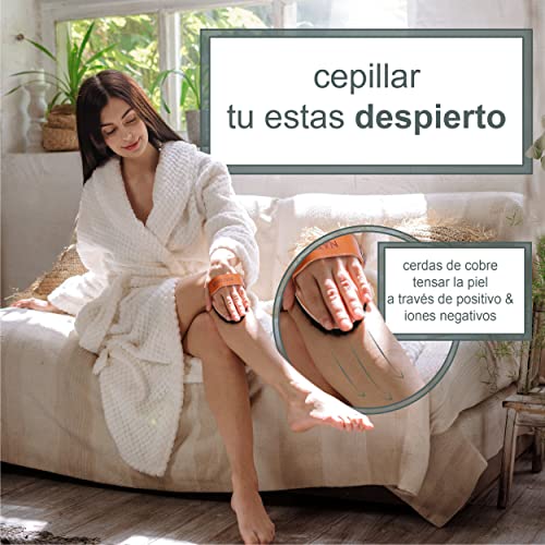Naturls Cepillo para el cuerpo – Cepillo de cobre con caja de regalo de hierba de alta calidad – Cepillo de madera de haya FSC – Fabricado en Alemania – Dry Brush con aplicación y consejos de cuidado