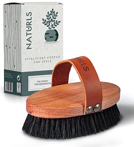 Naturls Cepillo para el cuerpo – Cepillo de cobre con caja de regalo de hierba de alta calidad – Cepillo de madera de haya FSC – Fabricado en Alemania – Dry Brush con aplicación y consejos de cuidado