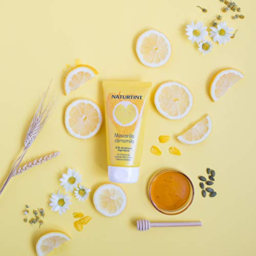 Naturtint Mascarilla Camomila. Hidratación y Brillo. Intensos Reflejos Dorados. 97,4% Ingredientes Naturales. Camomila, Miel y Limón. 150ml
