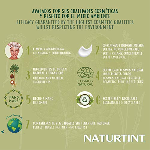 Naturtint Uso Frecuente 2 en 1, Champú Sólido + Acondicionador Ecológico, Hidrata y Repara, Cabello Más Brillante y Fuerte, 99% Ingredientes Naturales, Sin Siliconas ni Parabenos - 75ml