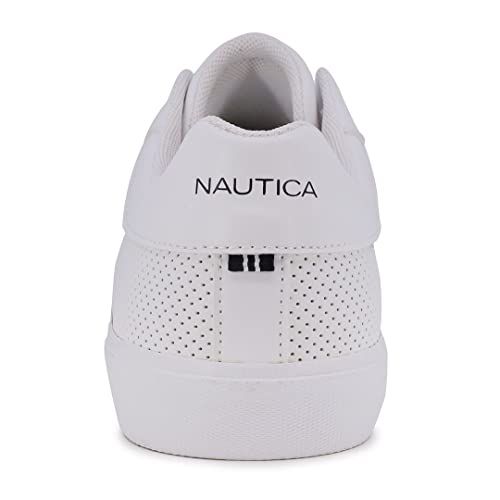 Nautica Men's Trimble Casual Lace-Up Shoe,Classic Low Top Loafer, Fashion Sneaker-White-9.5