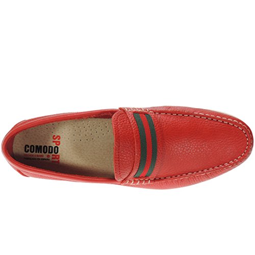 Náutico Hombre Mocasín Pachanga con Antifaz - Zapato Marca COMODO'SPORT Rojo Talla 41