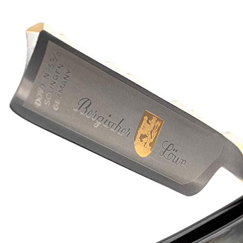 Navaja de afeitar DOVO Bergischer Löwe - Navaja de acero al carbono - 5/8 de pulgada - Cabeza española - afilado hueco completo - Navaja de barbero DOVO Solingen