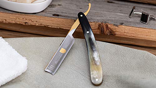 Navaja de afeitar DOVO Bergischer Löwe - Navaja de acero al carbono - 5/8 de pulgada - Cabeza española - afilado hueco completo - Navaja de barbero DOVO Solingen