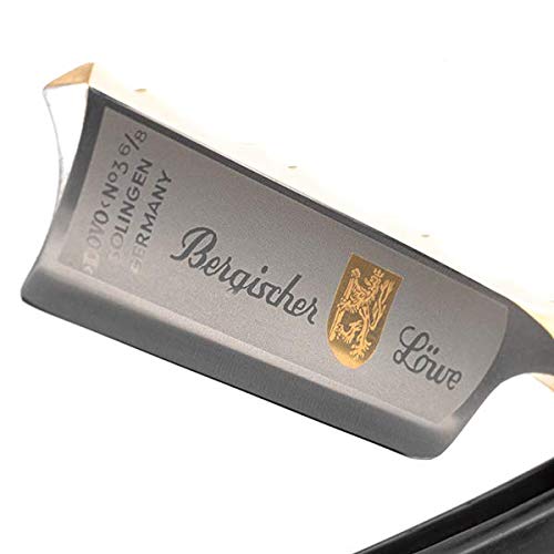Navaja de afeitar DOVO Bergischer Löwe - Navaja de afeitar de acero al carbono - 6/8 de pulgada - cabeza redonda - lomo puntiagudo - afilado hueco completo - Navaja de barbero DOVO Solingen