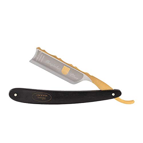 Navaja de afeitar DOVO Bergischer Löwe - Navaja de afeitar de acero al carbono - 6/8 de pulgada - cabeza redonda - lomo puntiagudo - afilado hueco completo - Navaja de barbero DOVO Solingen