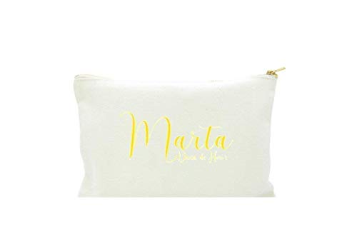 Neceser BODA novia, madrina, amiga de la novia, personalizado en algodón blanco, con borla DORADA. 2 TAMAÑOS. Regalo Boda. Regalo original para mujer.