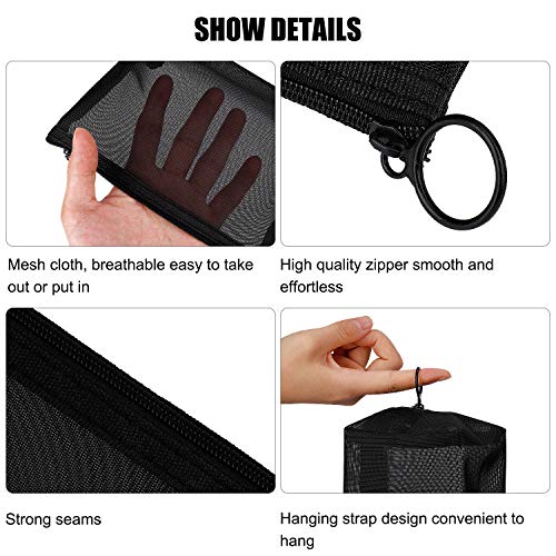 Neceser de Maquillaje, Malla Bolsa de Aseo Cosméticos, Bolsa de Artículos de Tocador de Viaje con Cremallera para Mujer y Hombre, Juego de 3 (Negro)