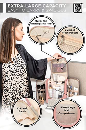 Neceser De Viaje Colgante Extragrande para Mujeres/Hombres, Bolsa de Higiene, Kit Organizador para el Baño y la Ducha con Bandas Elásticas para Artículos de Tocador, Cosméticos, Maquillaje y Pinceles