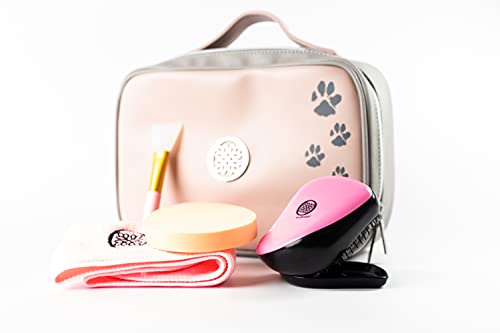 Neceser Mujer de Maquillaje de Viaje con Cremallera Portátil para Mujeres con Accesorios Incluidos Peine Esponja Desmaquillante Banda para Cabello Aplicador Pinzel Crema Facial Cosmeticos