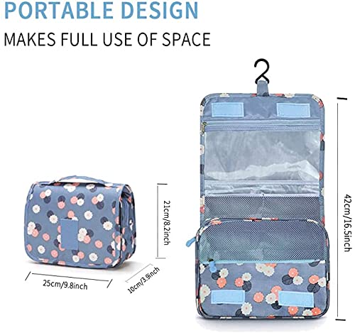 Neceser Mujer Viaje Colgante Organizador Maquillaje Bolsa de Aseo Gran Capacidad Bolso de Mujer para Viajar con asa y Gancho-, Mujer,niña- Accesorios Maquillaje, Viaje, Camping (Azul Oscuro)