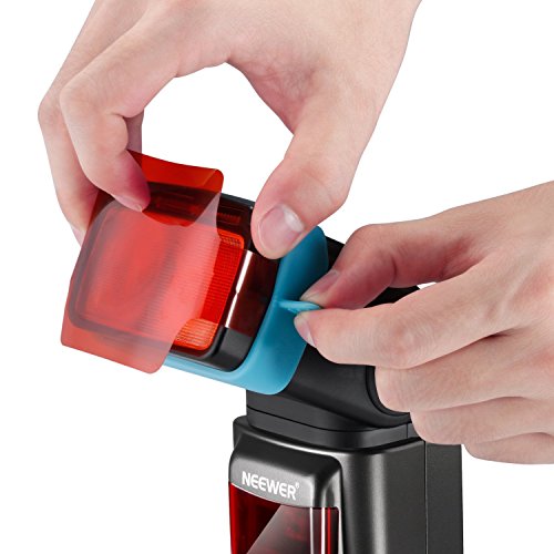 Neewer Kit de filtros universales para Flash de cámara (20 Unidades), Transparente para corrección de Color con Banda de fijación para Flash estroboscópico de Estudio fotográfico