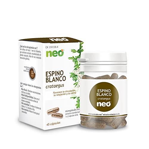 NEO | Extracto Seco de Hojas y Flores de Espino Blanco | 45 Cápsulas | Favorece la Relajación y la Calma de Forma Natural | Disminuye el Nerviosismo y el Estrés