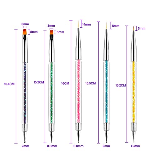NEPAK 25 Piezas Nail Art Cepillo Set,Cepillo de Uñas de Acrílico de Doble Cabezal,Nail Art Dotting Pen Tool,Adecuado Para El Hogar y El Diseño Profesional De Uñas De Bricolaje