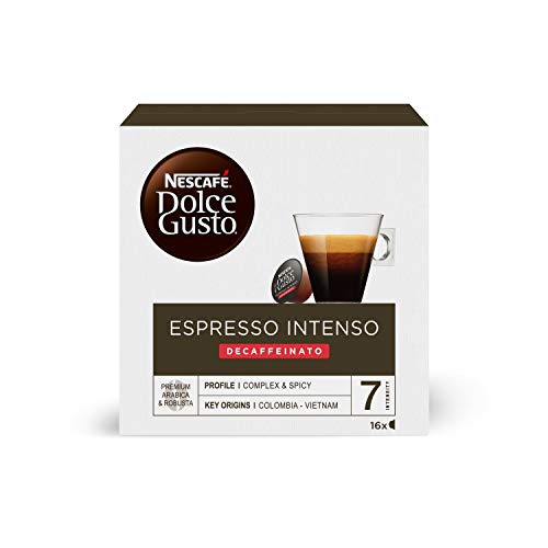 NESCAFÉ Dolce Gusto Café Espresso Intenso Descafeinado, Pack de 3 x 16 Cápsulas - Total: 48 Cápsulas de Café