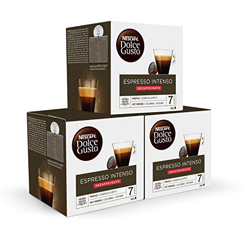 NESCAFÉ Dolce Gusto Café Espresso Intenso Descafeinado, Pack de 3 x 16 Cápsulas - Total: 48 Cápsulas de Café