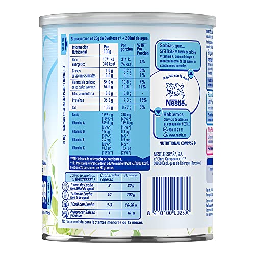 Nestlé Sveltesse Leche Desnatada en Polvo, 400g