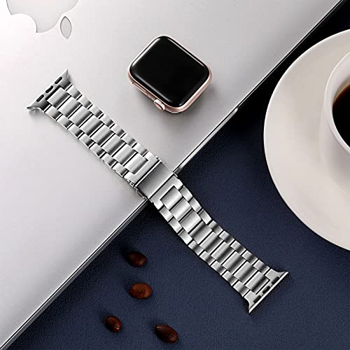 Netolo Correas de Metal Compatible con Correa Apple Watch 44mm 42mm 45mm, Correa de Acero Inoxidable Compatible con Correa Apple Watch SE/Correa iWatch Series 7 6 5 4 3 2 1, 42mm/44mm/45mm Plata