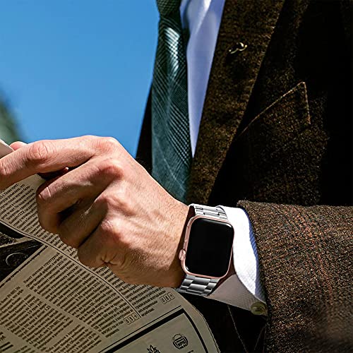 Netolo Correas de Metal Compatible con Correa Apple Watch 44mm 42mm 45mm, Correa de Acero Inoxidable Compatible con Correa Apple Watch SE/Correa iWatch Series 7 6 5 4 3 2 1, 42mm/44mm/45mm Plata