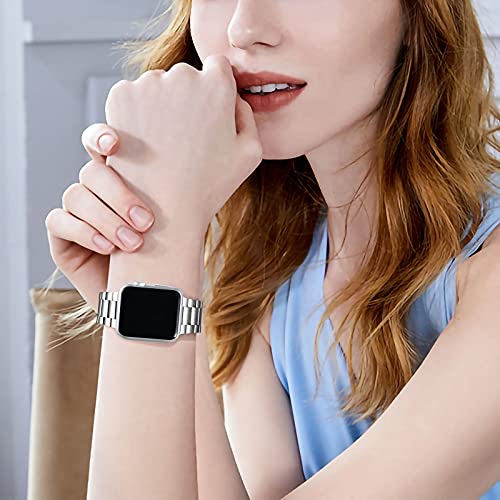 Netolo Correas de Metal Compatible con Correa Apple Watch 44mm 42mm 45mm, Correa de Acero Inoxidable Compatible con Correa Apple Watch SE/Correa iWatch Series 7 6 5 4 3 2 1, 42mm/44mm/45mm Plata