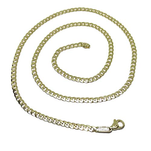 Never Say Never Cadena para Hombre de Oro Amarillo de 18k Tipo barbada Grande, de 4mm de Ancha y 60cm de Larga con Cierre mosquetón