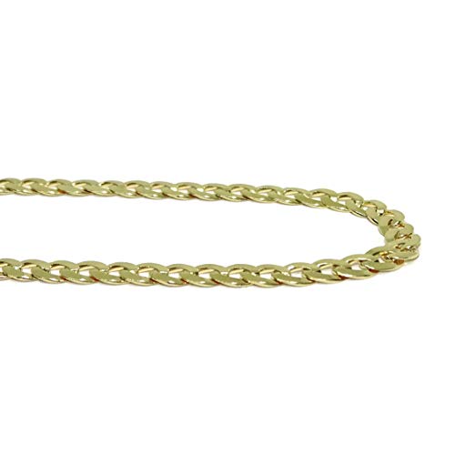 Never Say Never Cadena para Hombre de Oro Amarillo de 18k Tipo barbada Grande, de 4mm de Ancha y 60cm de Larga con Cierre mosquetón