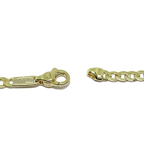 Never Say Never Cadena para Hombre de Oro Amarillo de 18k Tipo barbada Grande, de 4mm de Ancha y 60cm de Larga con Cierre mosquetón