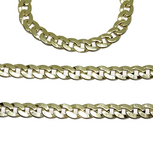 Never Say Never Cadena para Hombre de Oro Amarillo de 18k Tipo barbada Grande, de 4mm de Ancha y 60cm de Larga con Cierre mosquetón