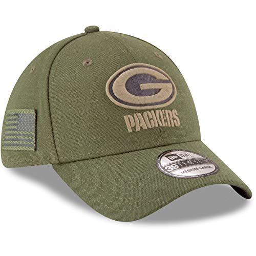New Era Green Bay Packers 39thirty Stretch Cap On Field 2018 Salute To Service Green - L-XL