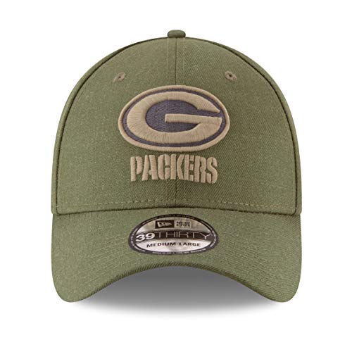 New Era Green Bay Packers 39thirty Stretch Cap On Field 2018 Salute To Service Green - L-XL