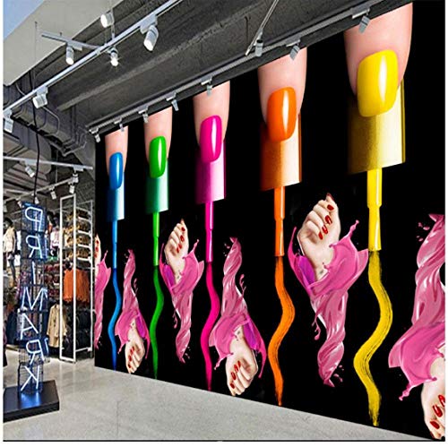 Newberli Papel Pintado Arte De Uñas Maquillaje Esmalte De Uñas Brazo Tienda De Cosméticos Personalizado Mural Grande Papel Tapiz De Seda Verde
