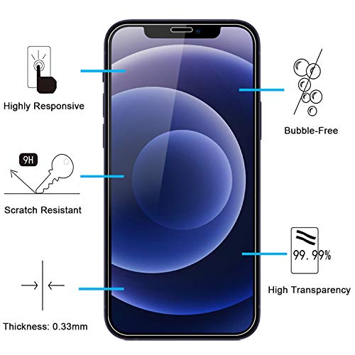 NEW'C 2 Unidades, Protector de Pantalla para iPhone 12 Mini (5.4"), Antiarañazos, Antihuellas, Sin Burbujas, Dureza 9H, 0.33 mm Ultra Transparente, Vidrio Templado Ultra Resistente