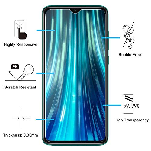 NEW'C 3 Unidades, Protector de Pantalla para Xiaomi Redmi Note 8 Pro, Redmi 9 Antiarañazos, Antihuellas, Sin Burbujas, Dureza 9H, 0.33 mm Ultra Transparente, Vidrio Templado Ultra Resistente