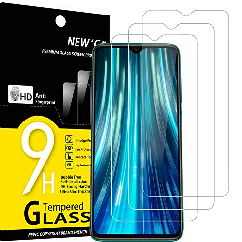 NEW'C 3 Unidades, Protector de Pantalla para Xiaomi Redmi Note 8 Pro, Redmi 9 Antiarañazos, Antihuellas, Sin Burbujas, Dureza 9H, 0.33 mm Ultra Transparente, Vidrio Templado Ultra Resistente