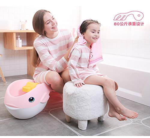 Newgreeny Sillas De Champú para Niños Engrosadas para Aumentar La Seguridad Y La Comodidad del Champú Plegable Infantil. Polvo de Princesa.