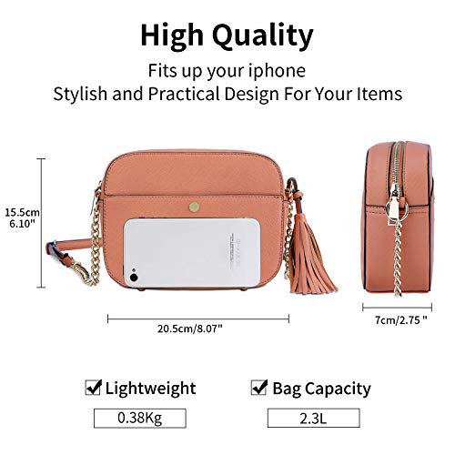 NEWHEY Pequeño Bolso Bandolera Mujer Bolsos de Hombro Cuero PU Elegante Cadena Mensajero Crossbody Bag Trabajo Moda Diario Vida Marrón