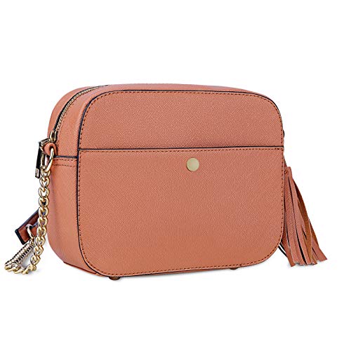 NEWHEY Pequeño Bolso Bandolera Mujer Bolsos de Hombro Cuero PU Elegante Cadena Mensajero Crossbody Bag Trabajo Moda Diario Vida Marrón