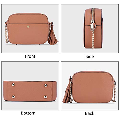 NEWHEY Pequeño Bolso Bandolera Mujer Bolsos de Hombro Cuero PU Elegante Cadena Mensajero Crossbody Bag Trabajo Moda Diario Vida Marrón