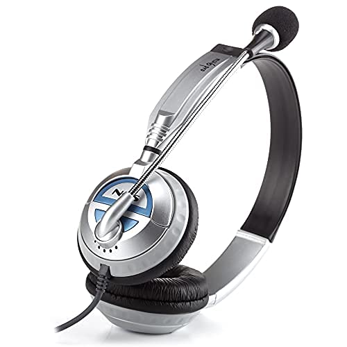 NGS MSX6 PRO- Auricular Acolchado con Micrófono Ajustable, Conexión JACK 3,5MM, Control de Volumen hasta 20 Hz, Color Plata y Azul