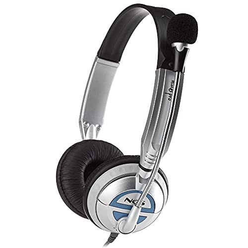 NGS MSX6 PRO- Auricular Acolchado con Micrófono Ajustable, Conexión JACK 3,5MM, Control de Volumen hasta 20 Hz, Color Plata y Azul