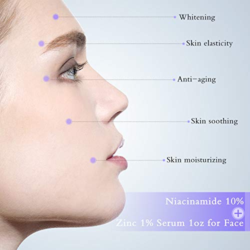 Niacinamida 10% + Zinc 1% Serum 1 oz para rostro - Esencia facial de vitamina B3 (30 ml)