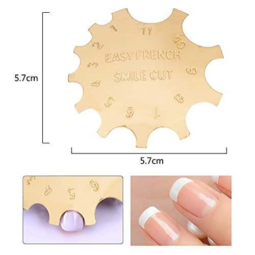 NICENEEDED 13Pcs Juego de Recortador de Uñas Francés, Herramientas de Corte de Línea de Sonrisa Francesa Fácil de Manicura de 6 pieza con Mango de Cuchillo de Corte de Punta Francesa (Estilo 5)