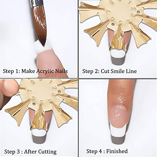 NICENEEDED 13Pcs Juego de Recortador de Uñas Francés, Herramientas de Corte de Línea de Sonrisa Francesa Fácil de Manicura de 6 pieza con Mango de Cuchillo de Corte de Punta Francesa (Estilo 5)