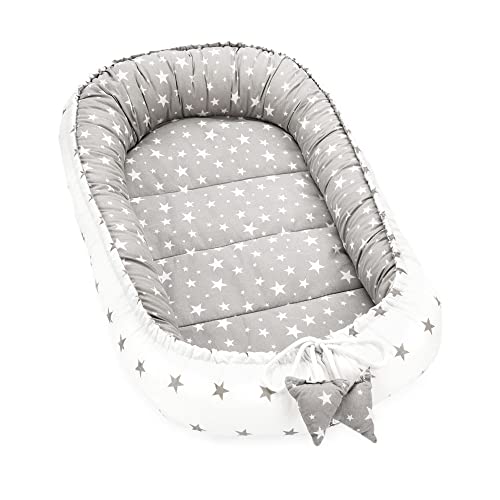 Nido Bebe Recien Nacido 90 x 50 cm- Reductor de Cuna nidos para Bebes cojin colecho Gris