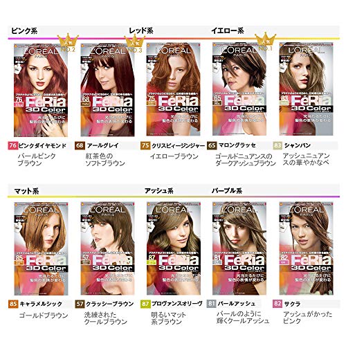 NIHON LOREAL Feria 3D Hair Color Platinum Nuance Technology #76 Pink Diamond (Japan Import) by Feria 3D Color