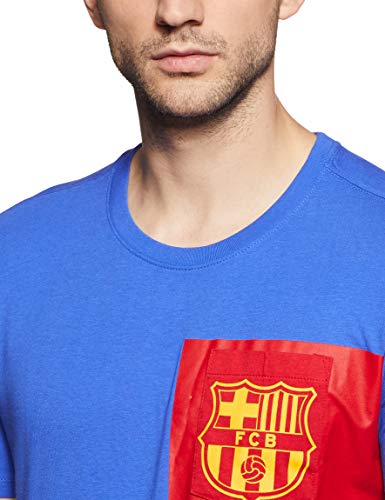 Nike Fcb M Nk Tee Crest Camiseta de Manga Corta Fc Barcelona, Hombre, Azul (Game Royal / Gym Red), M