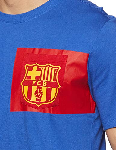 Nike Fcb M Nk Tee Crest Camiseta de Manga Corta Fc Barcelona, Hombre, Azul (Game Royal / Gym Red), M