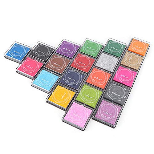 Nikou Almohadilla de Tinta - 20 Colores DIY Lindo Colorido Almohadilla de Tinta Sello Almohadilla de Tinta para Sello de Goma decoración del Libro de Recuerdos Tinta Almohadilla Tinta para Sellos