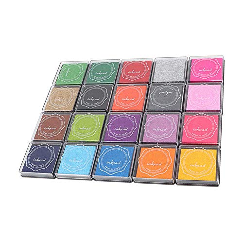 Nikou Almohadilla de Tinta - 20 Colores DIY Lindo Colorido Almohadilla de Tinta Sello Almohadilla de Tinta para Sello de Goma decoración del Libro de Recuerdos Tinta Almohadilla Tinta para Sellos